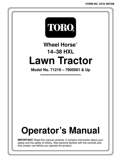 Toro wheel horse 14 38 hxl manual. - Service manual for ford s max.