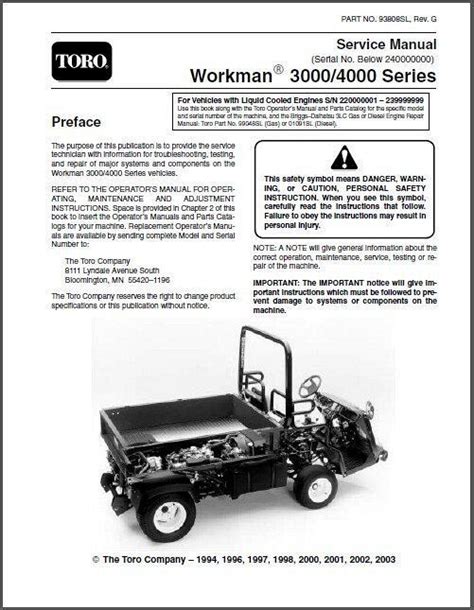Toro workman 3000 4000 series repair service manual. - 2009 honda trx680 rincon 4x4 owners manual.