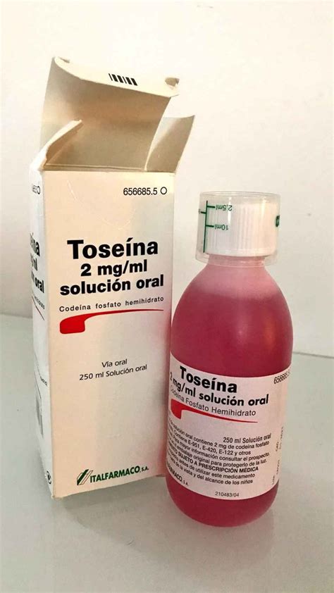 Toseina. Toseina Codeine syrup 2 mg/ml is a red solution of codeine phosphate hemihydrate for the symptomatic treatment of a dry cough in adults and adolescents over … 