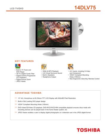 Toshiba 14dlv75 14 inch lcd tv dvd service manual download. - Städtische brachflächen und ihre bedeutung aus der sicht von ökologie, umwelterziehung und planung.