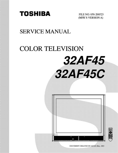 Toshiba 32af45 color tv service manual. - Rapport de la ministre de l'éducation 1989-1990, marion boyd.
