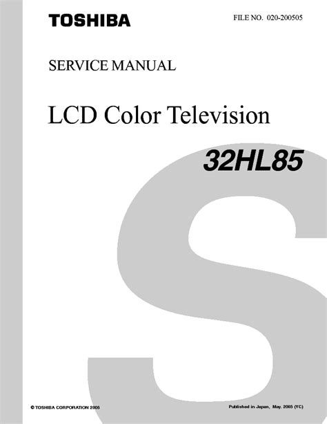 Toshiba 32hl85 lcd color tv service manual download. - 2005 mazda 3 wiring diagram manual original.