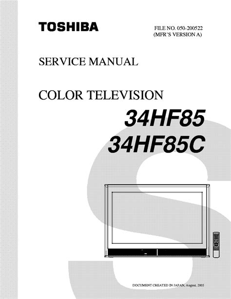 Toshiba 34hf85 34hf85c color tv service manual. - Honda jazz repair manual free download.