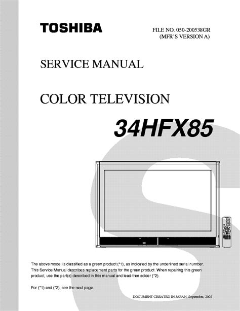 Toshiba 34hfx85 color tv service manual. - Free 2006 jeep commander service manual.