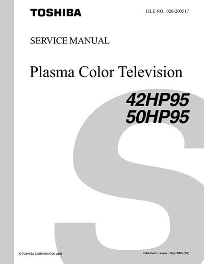 Toshiba 42hp95 50hp95 plasma color tv service manual. - Radio shack noaa weather radio manual 12 550.