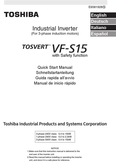 Toshiba TOSVERT VF-S15 Manual De Instrucciones