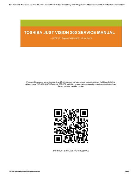Toshiba just vision 200 service handbuch. - Manuale del compressore a vite ihi.