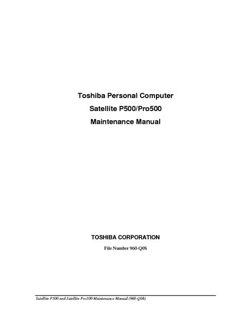 Toshiba satellite p500 pro p500 service manual repair guide. - Bose 5 music center service manual.