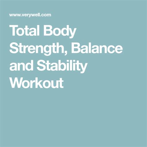 Total Body Strength Balance and Stability Workout