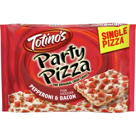 Totinos party pizza. Product Description. Totino's Triple Meat Pizza Rolls will sort your cravings in a few minutes. A meat lover’s pizza with three kinds of meat. Try rolling it up into one delicious, poppable bite of pizza and we’ve got you covered. Instructions on the back, triple meat on the inside. From quiet nights on the couch to catching the game with ... 