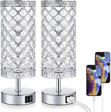 Touch Control Crystal Table Lamp Set of 2 Bedside …