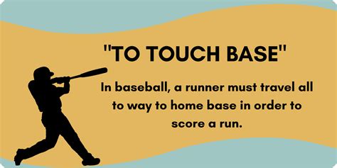 Touchbase or touch base.  Baseball also gives us the expression touch all bases (mor...