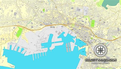 Toulon, France printable vector street City Plan map, full editable ...