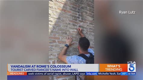 Tourist caught on video vandalizing Colosseum wall in Rome