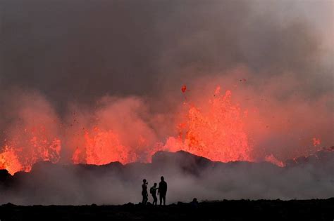 Tourists are told to stay away from an erupting volcano in Iceland because of poisonous gases