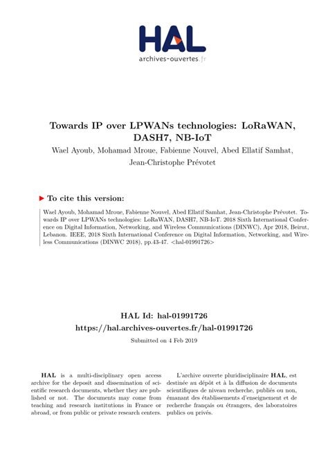 Towards IP over LPWANs technologies: LoRaWAN, DASH7, NB …