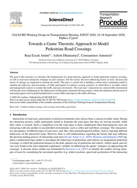 Towards a Game Theoretic Approach to Model Pedestrian Road Crossings …