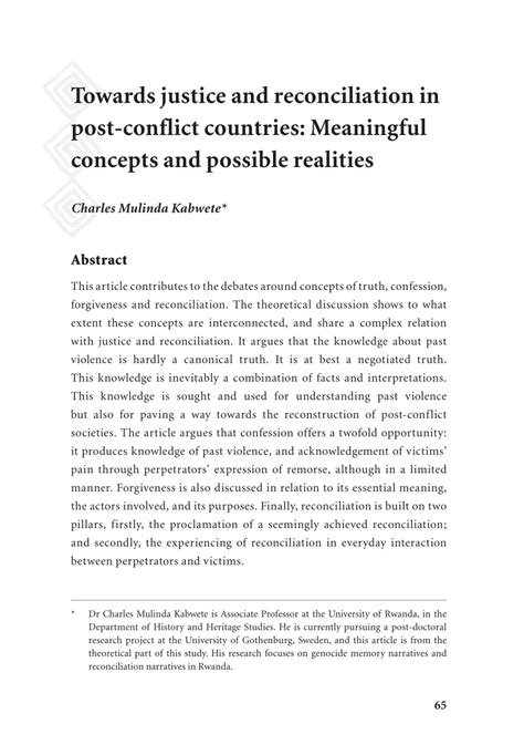 Towards justice and reconciliation in post-conflict countries