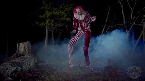 The Creepy Towering Clown, also known as the Towering Creepy Clown or " Grimsli the Great ," was an animatronic sold by Spirit Halloween for the 2017, 2018, and 2019 Halloween seasons. It resembled a tall psychotic clown dressed in a red and white jumpsuit with two large shoes.. 