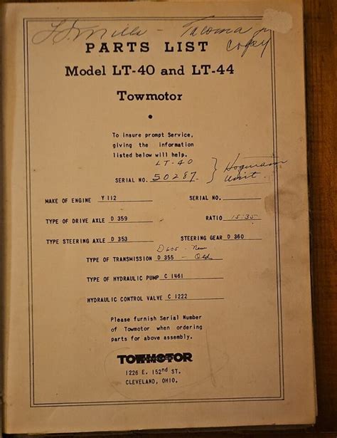 Towmotor lt 44 fm service manual. - Manuale operativo ransome super certes 51.