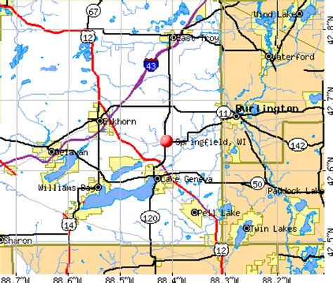 Town Of Springfield WI Demographic Data and Boundary Map