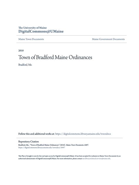 Town of Bradford Maine Ordinances - University of Maine