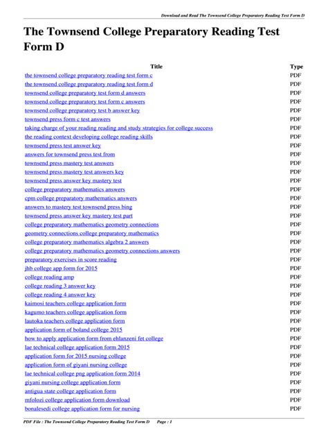 Townsend Press Answer Key