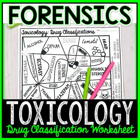 Toxicology Drug Classification Coloring Shee