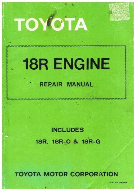 Toyota 18r 18r c 18r g engine repair manual. - Gesundheits- und arbeitsschutz in der entwickelten sozialistischen gesellschaft und seine prinzipien.