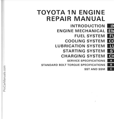 Toyota 1n diesel engine service manual. - Manuale di servizio cell dyn 3700.