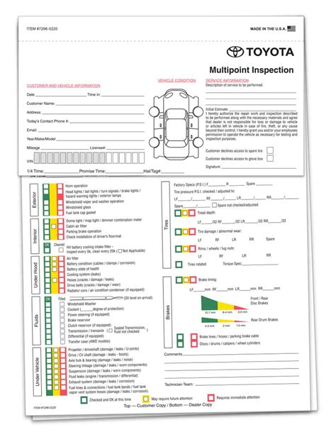 Toyota Multipoint Inspection Sheet - US AUTO SUPPLIES