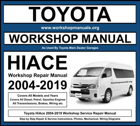 Toyota hiace repair manual free download. - 2004 primera p12 service and repair manual.