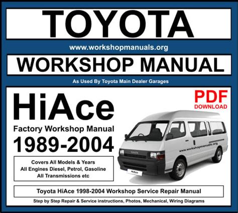 Toyota hiace serivce manual de reparacion descarga. - Kubota utility special 4wd parts manual.