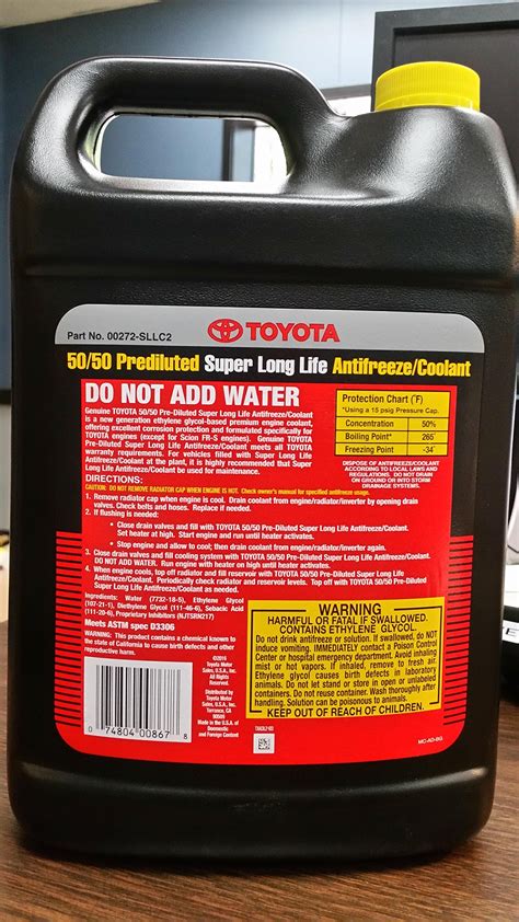 I'm assuming the Toyota coolant everyone talks about is the RED "long life" formula. Toyota LL coolant MSDS (from a poster on BITOG, sorry couldn't find MSDS for 00272-1LLAC-01 anywhere online, only the PINK stuff which does not apply):