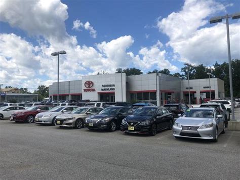Toyota of southern maryland. 5 days ago · Toyota of Southern Maryland. 22500 Three Notch Road, Lexington Park, MD, 20653 Today's Hours Closed Phone Number Sales (301) 863-7555 . Service (301) 863-7555 . Contact Dealer . Get Directions . Dealer Website . Dealer Details . Alexandria Toyota. 3750 Richmond Highway, Alexandria, VA, 22305 ... 