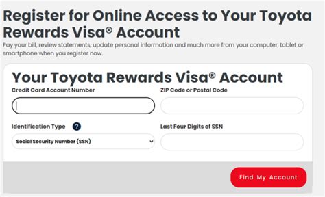 Toyota rewards visa login. Experiencing Income Disruption? If you're facing income disruption due to COVID-19, please call Customer Care at 1-844-271-2695 (Visa) or 1-844-271-2704 (Visa Signature) (TDD/TTY: 1-888-819-1918) to discuss how we can help. We'll partner with you to find a solution that works with your situation. 