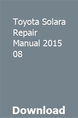 Toyota solara repair manual 2015 08. - Croissance des exportations et productivité globale des facteurs au sénégal.