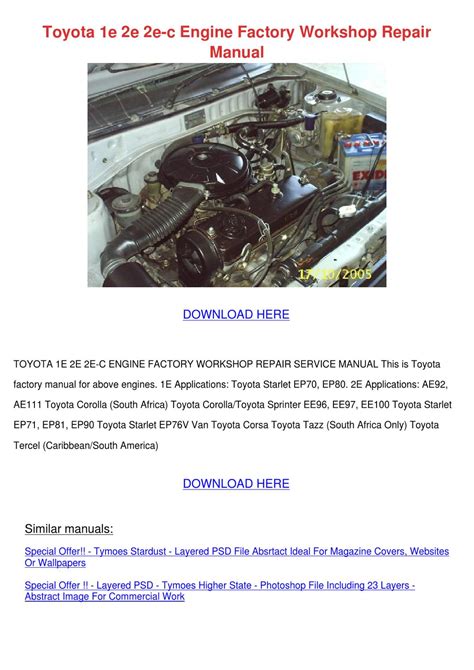 Toyota starlet engine 1e 2e 2ec full service reparaturanleitung ab 1984. - Science technology engineering and math guides to cooking by kay robertson.