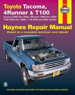 Toyota tacoma 1995 2004 4runner 1996 2002 and t100 1993 1998haynes repair manual. - Développement de l'élevage dans la ouaka et la basse-kotto.