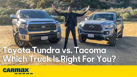 Toyota tacoma vs tundra. What are the differences between the Toyota Tacoma and Toyota Tundra? In this truck comparison video, Desola Balogun from Edmunds compares the 2021 Tacoma an... 