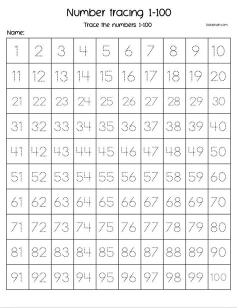 Trace Numbers 1-100 Free Printable
