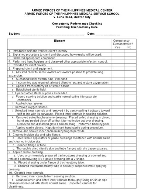 Trach Care Checklist PDF Hygiene Hand Washing - Scribd