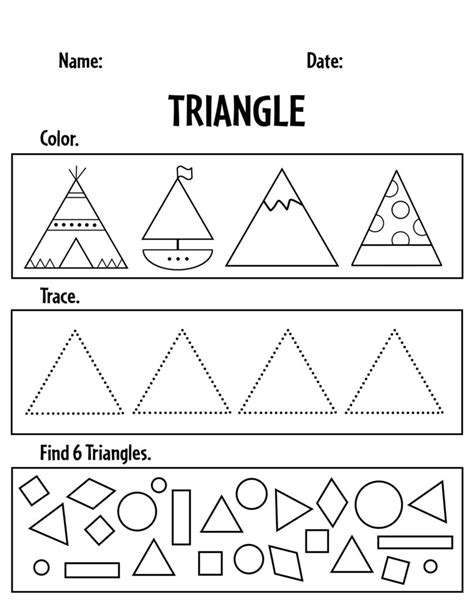 Tracing Triangle Shapes Worksheet Free Printable PDF Worksheets Library