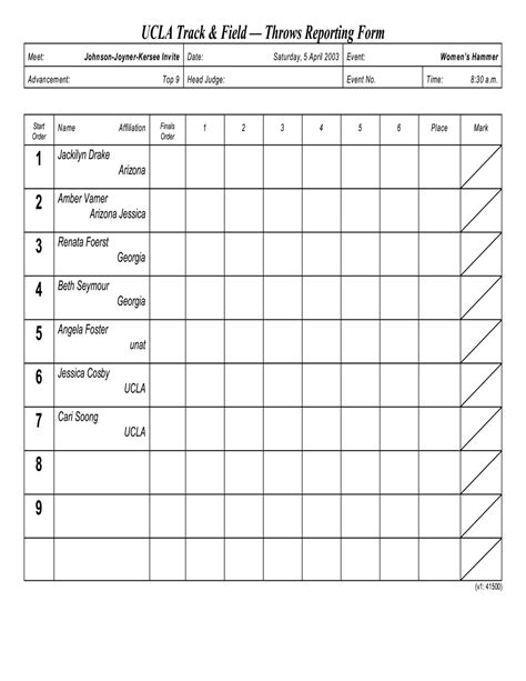 Track And Field Score Sheet PDF The Basics