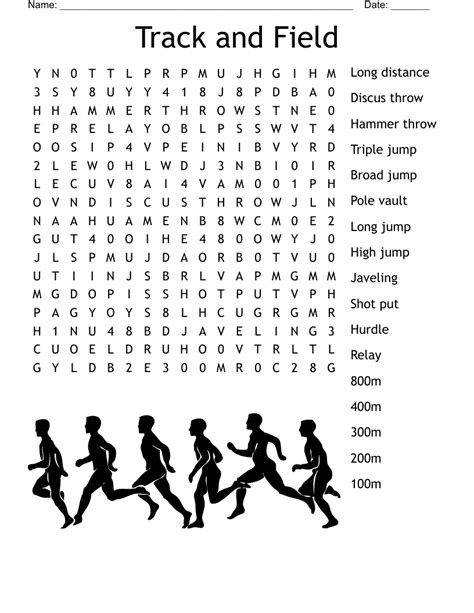 Track And Field Word Search