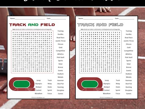 Track And Field Word Search Printable Word Search Maker