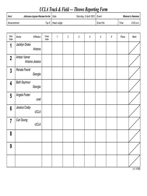 Track and Field Score Sheets Excel 20102024 Form Fill Out and Sign