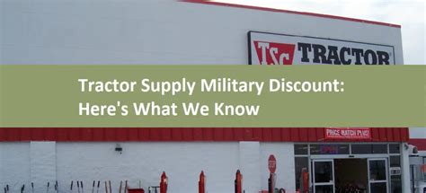 Check out Best 20% off Tractor Supply military discount for February to get a discount on 20% OFF online. Best 20% off Tractor Supply military discount for February applies to bills generated on tractorsupply.com. Others who use Coupons saved on average $20.55. Coupon Codes are widely used to give you discounts on whatever you buy. . 