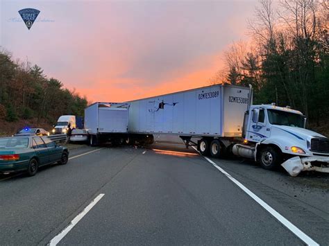Tractor-trailer truck crash closes all of Mass Pike eastbound in Framingham