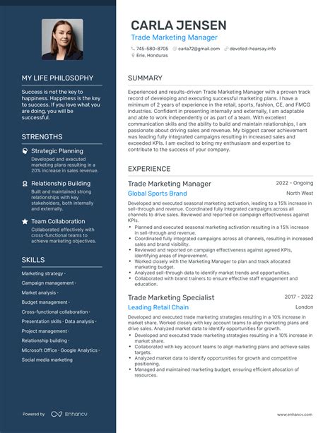 Trade Marketing Manager Resume Examples & Samples for 2024